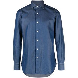 FINAMORE Napoli Long Sleeve Denim Shirt Men BLUE Shirts